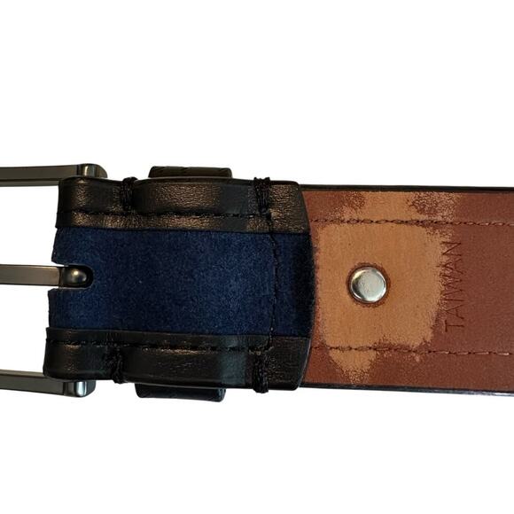 NWOT Nashville Boconi Suede Leather Belt Navy/Black 34/35 - Picture 7 of 7